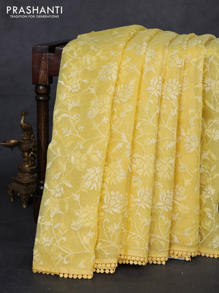 Yellow Pure Organza Silk - Embroidery
