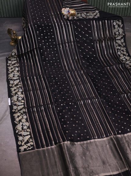 Black Pure Organza Silk - Embroidery