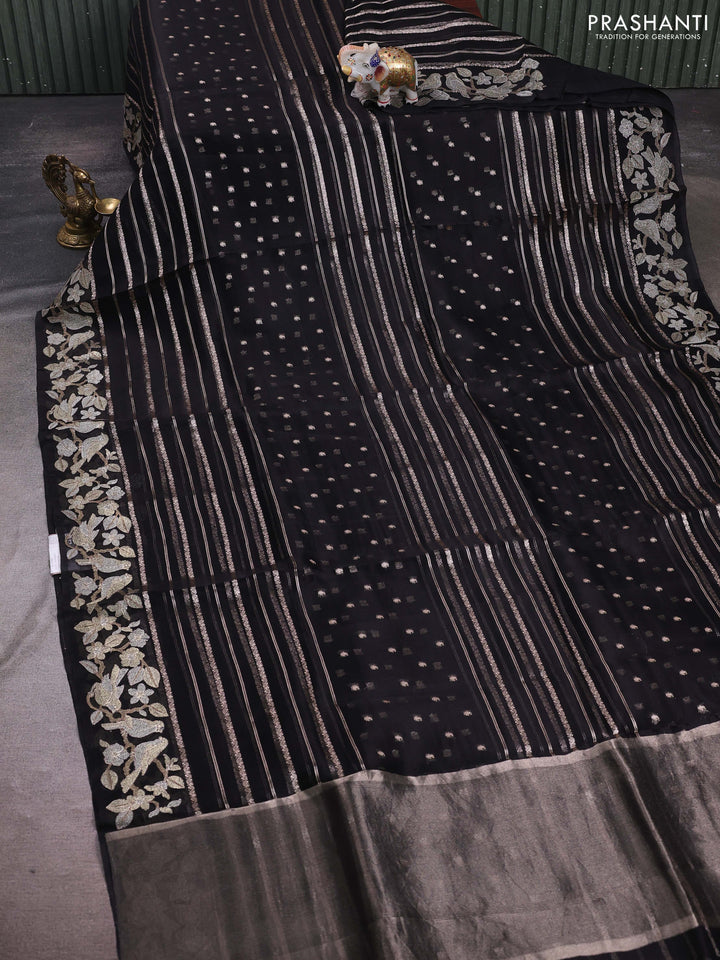Black Pure Organza Silk - Embroidery