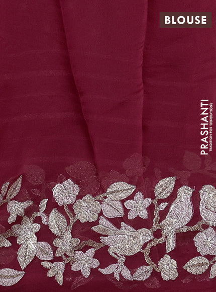 Maroon Pure Organza Silk - Embroidery