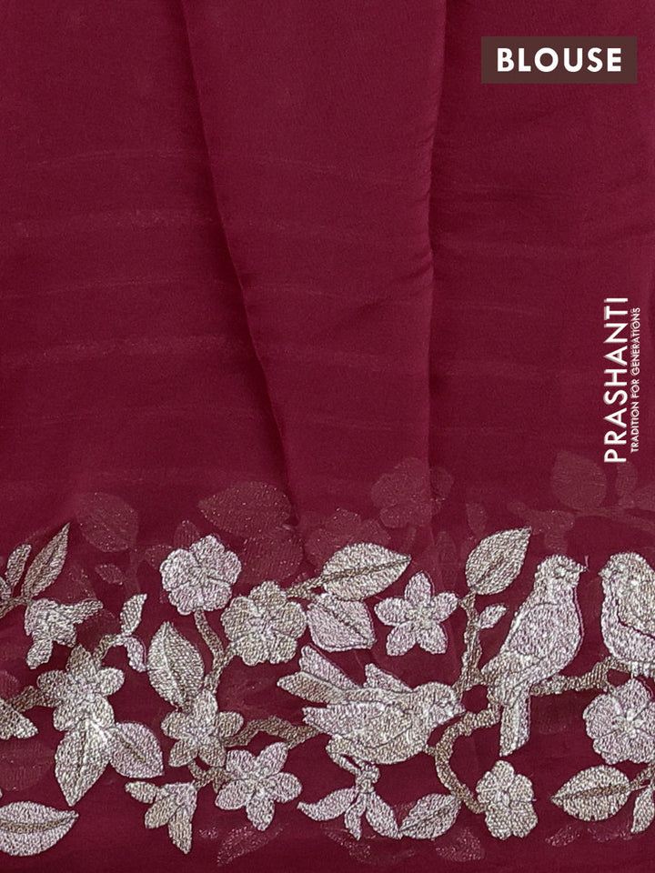 Maroon Pure Organza Silk - Embroidery
