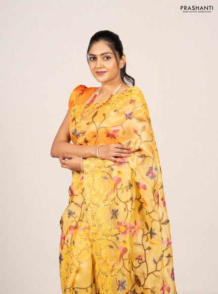 Yellow Pure Organza Silk - Embroidery