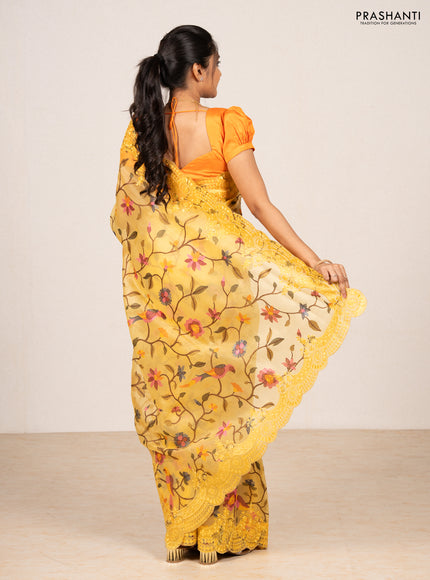 Yellow Pure Organza Silk - Embroidery