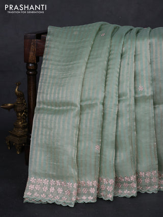 Pastel Green Pure Organza Silk - Embroidery