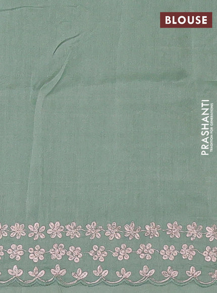Pastel Green Pure Organza Silk - Embroidery