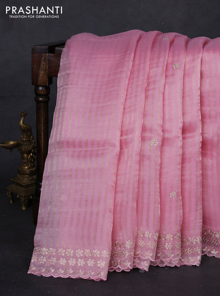 Light Pink Pure Organza Silk - Embroidery