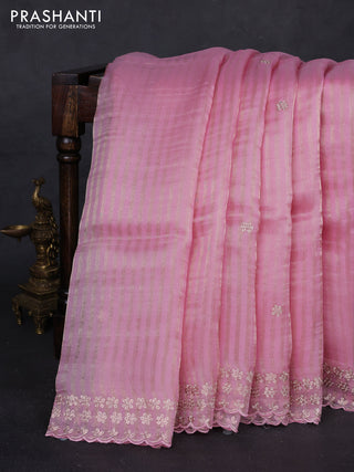 Light Pink Pure Organza Silk - Embroidery
