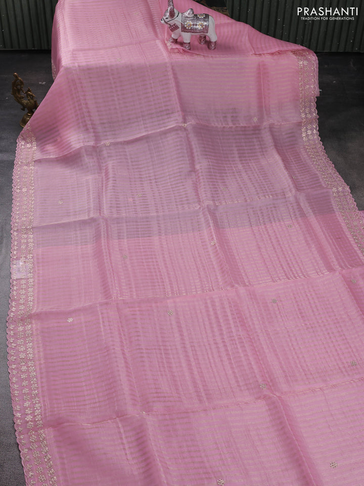 Light Pink Pure Organza Silk - Embroidery
