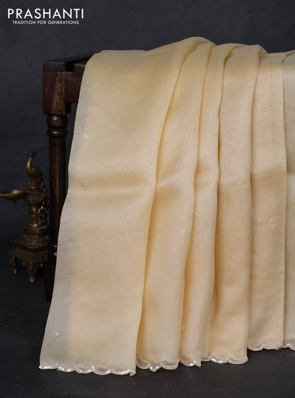 Cream Pure Organza Silk - Embroidery