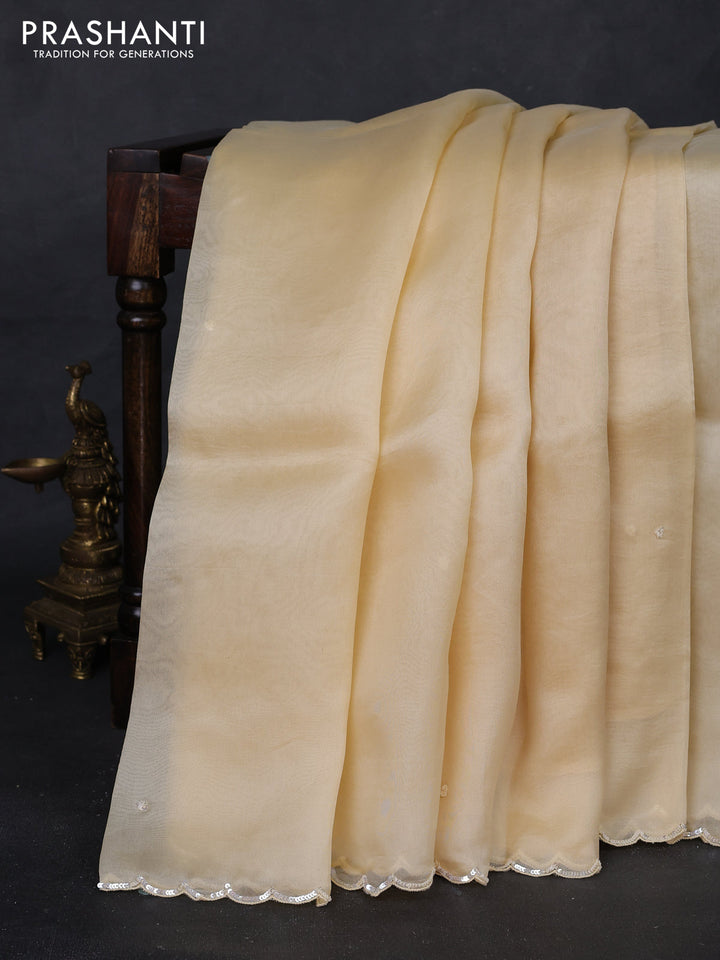 Cream Pure Organza Silk - Embroidery