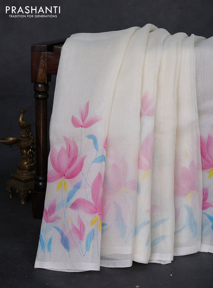 Off White Pure Organza Silk - Embroidery