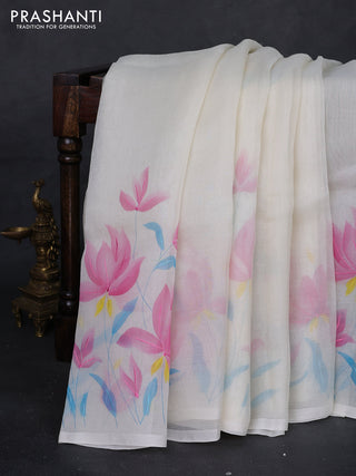 Off White Pure Organza Silk - Embroidery