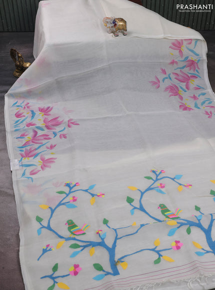 Off White Pure Organza Silk - Embroidery