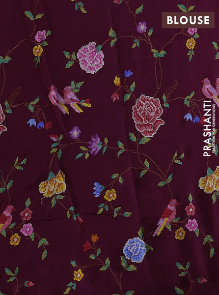 Wine Organza Silk - Embroidery