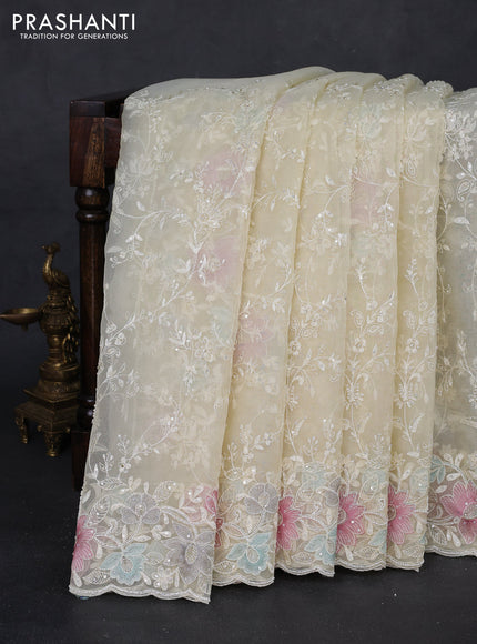 Cream Organza Silk - Embroidery