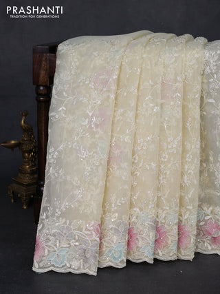 Cream Organza Silk - Embroidery
