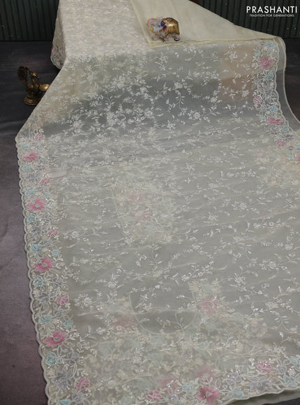 Cream Organza Silk - Embroidery