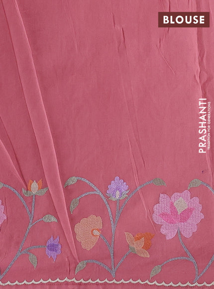 Gajri Pink Pure Organza Silk - Embroidery