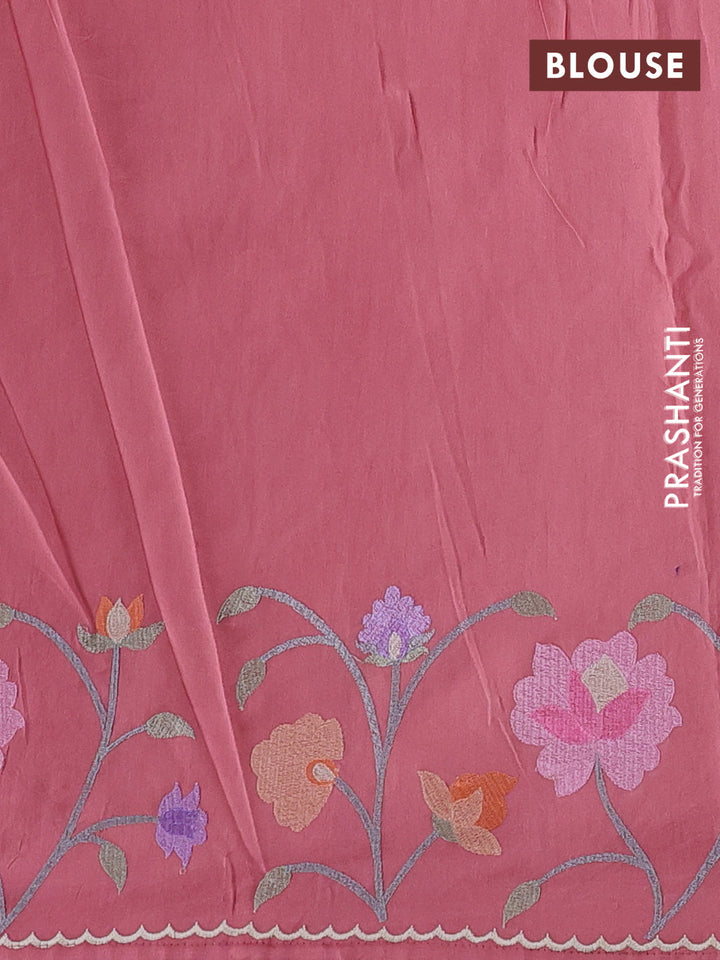Gajri Pink Pure Organza Silk - Embroidery