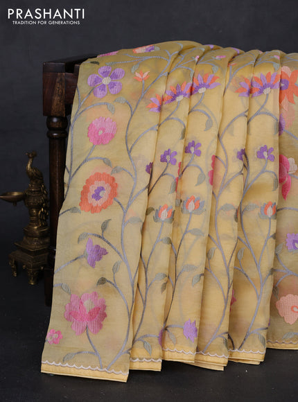 Yellow Pure Organza Silk - Embroidery