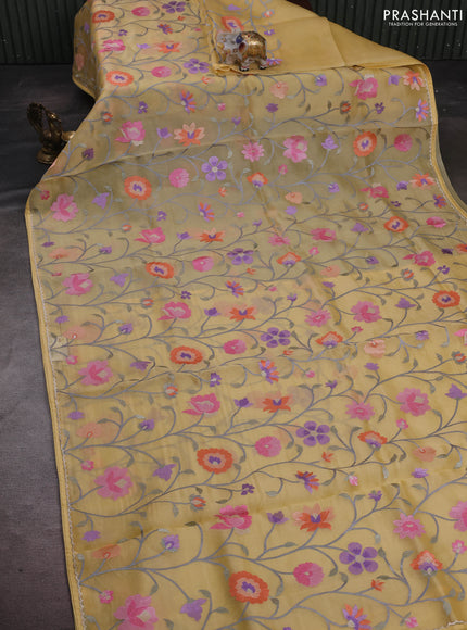 Yellow Pure Organza Silk - Embroidery