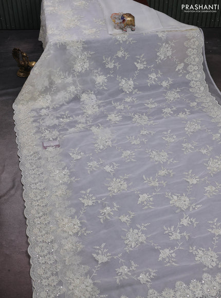 Off White Organza Silk - Embroidery