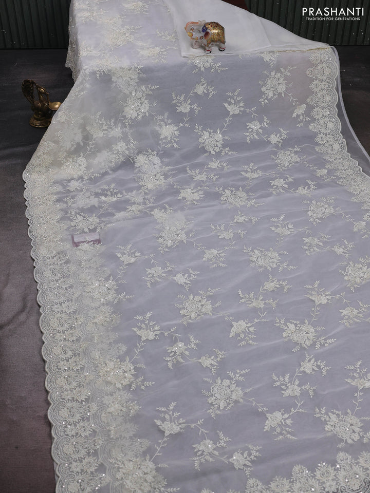 Off White Organza Silk - Embroidery
