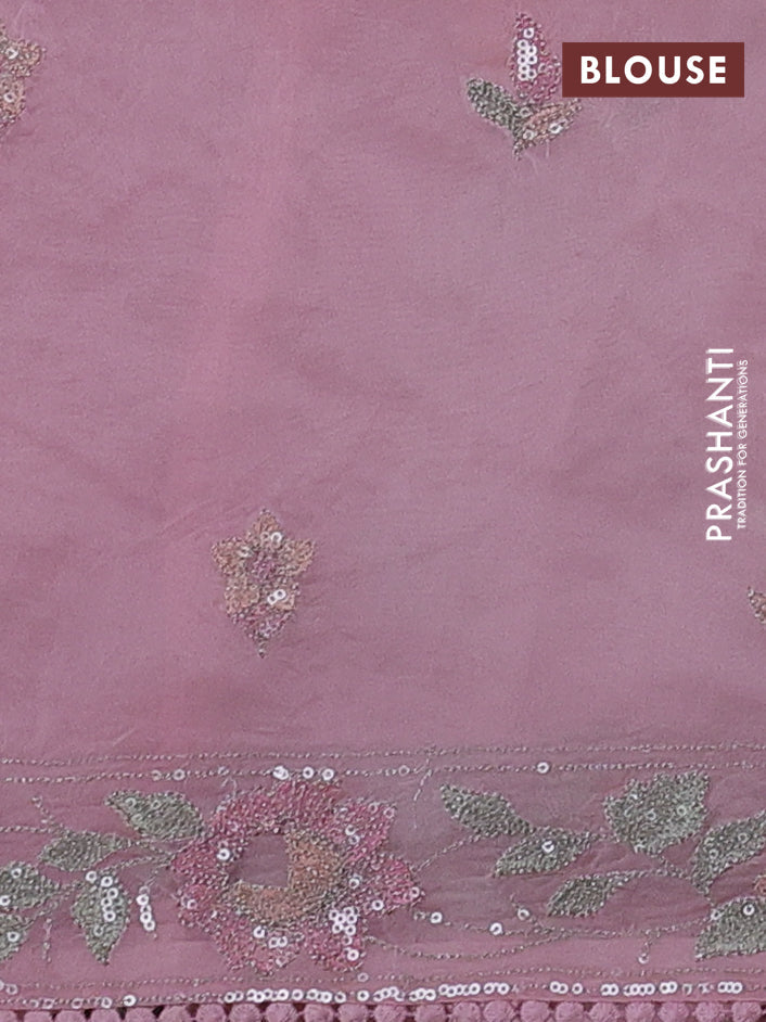 Baby Pink Pure Organza Silk - Embroidery