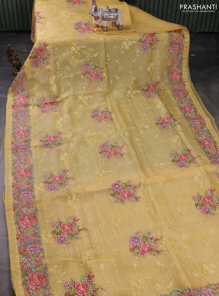 Yellow Pure Organza Silk - Embroidery