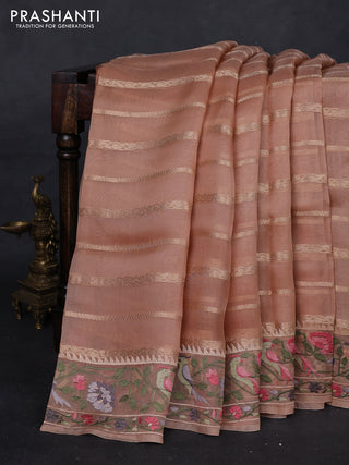 Peach Pure Organza Silk - Embroidery