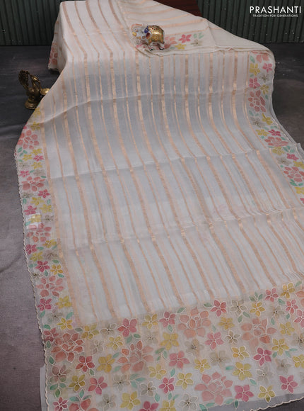 Cream Pure Organza Silk - Embroidery