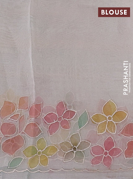 Cream Pure Organza Silk - Embroidery