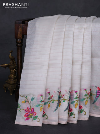 Off White Pure Organza Silk - Embroidery