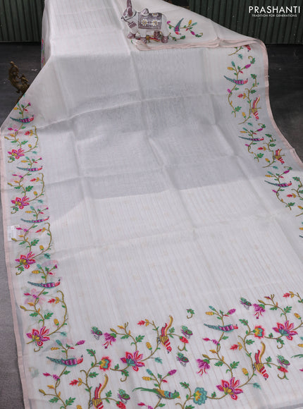 Off White Pure Organza Silk - Embroidery