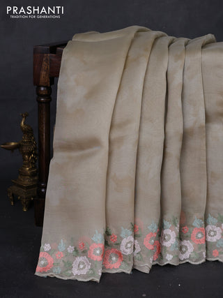 Beige Pure Organza Silk - Embroidery