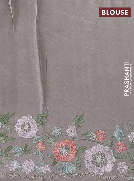 Beige Pure Organza Silk - Embroidery