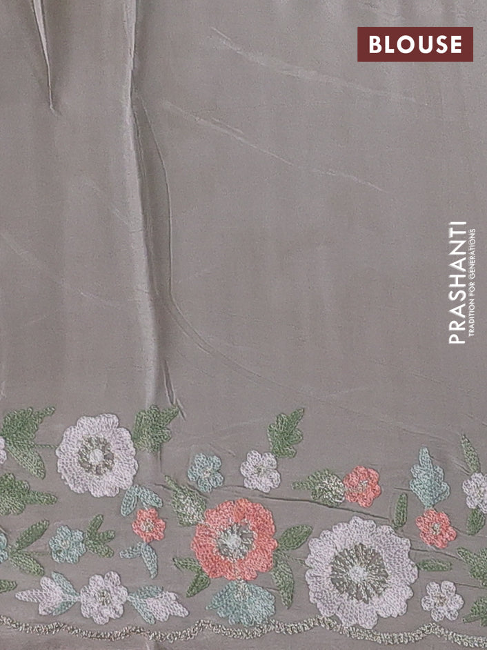 Beige Pure Organza Silk - Embroidery