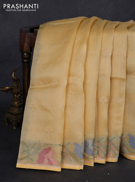Yellow Pure Organza Silk - Embroidery
