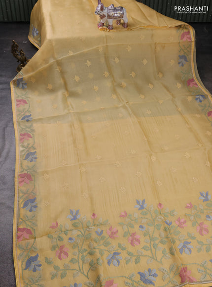 Yellow Pure Organza Silk - Embroidery