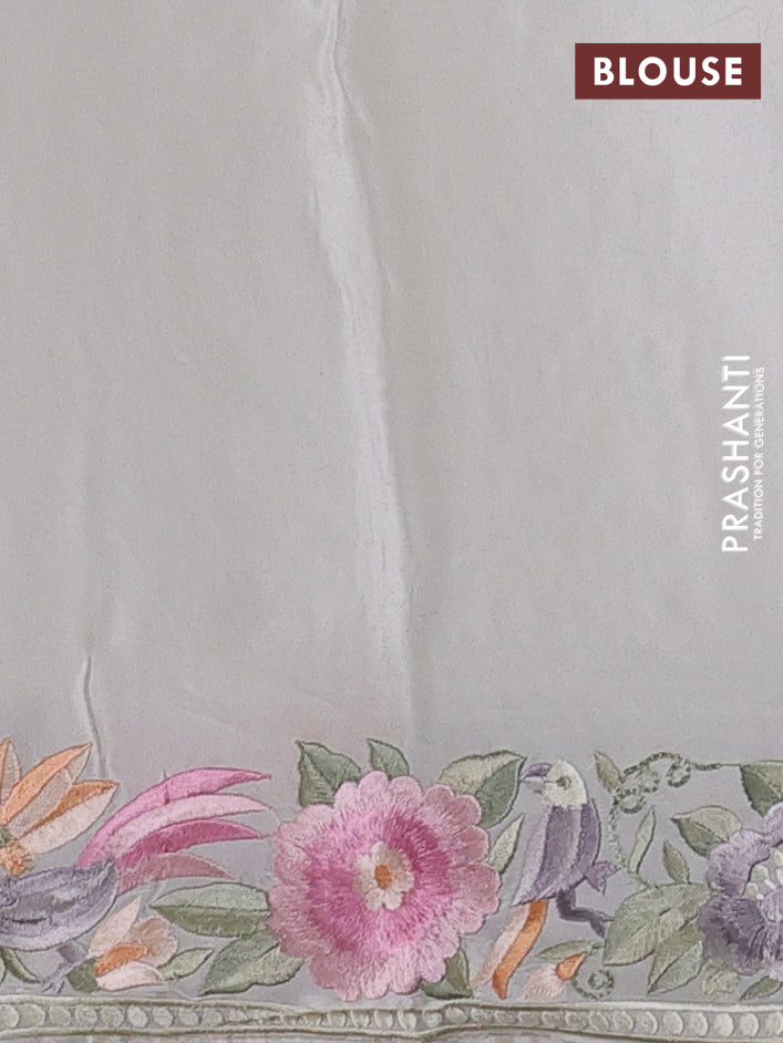 Cream Pure Organza Silk - Embroidery