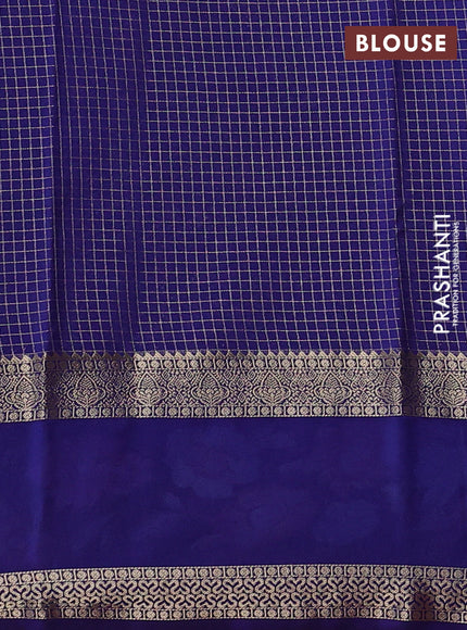 Teal Blue & Blue Semi Mysore Silk - Embroidery