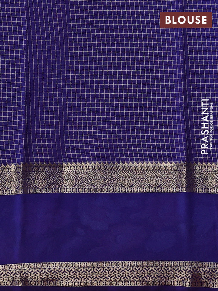 Teal Blue & Blue Semi Mysore Silk - Embroidery