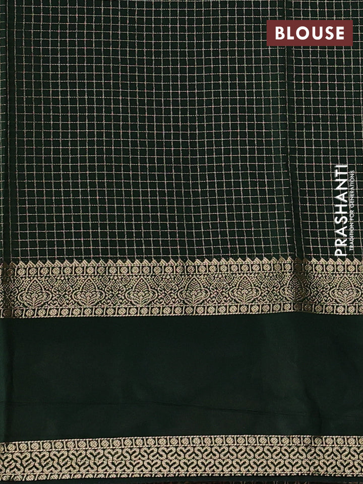 Mustard Yellow & Bottle Green Semi Mysore Silk - Embroidery
