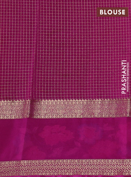 Yellow & Magenta Pink Semi Mysore Silk - Embroidery
