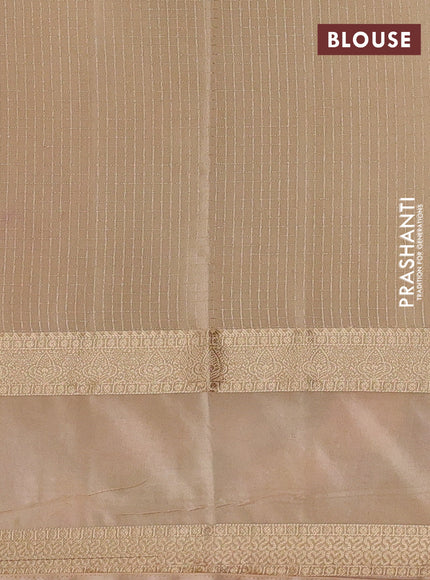 Wine  & Beige Semi Mysore Silk - Embroidery