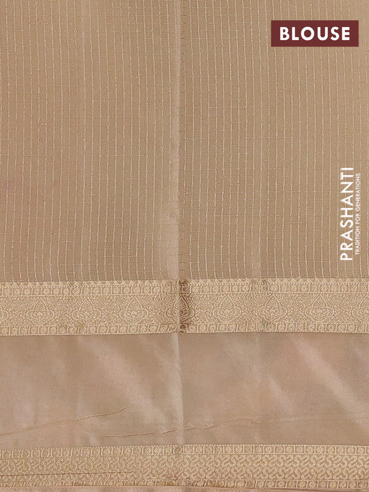 Wine  & Beige Semi Mysore Silk - Embroidery