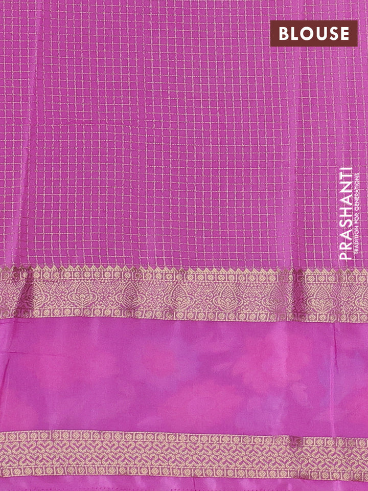 Green & Pink Semi Mysore Silk - Embroidery