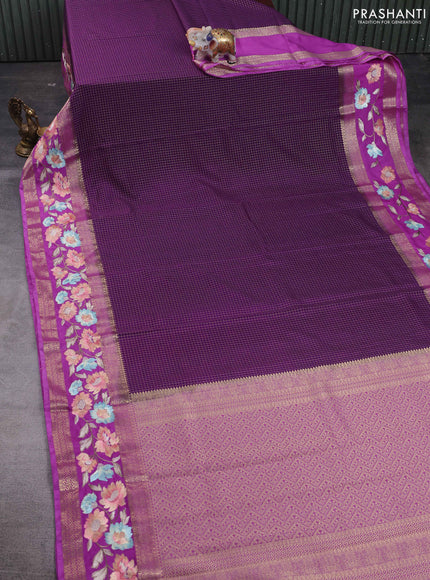 Purple & Lavender Semi Mysore Silk - Embroidery