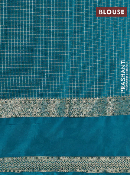 Pink & Teal Green Semi Mysore Silk - Embroidery