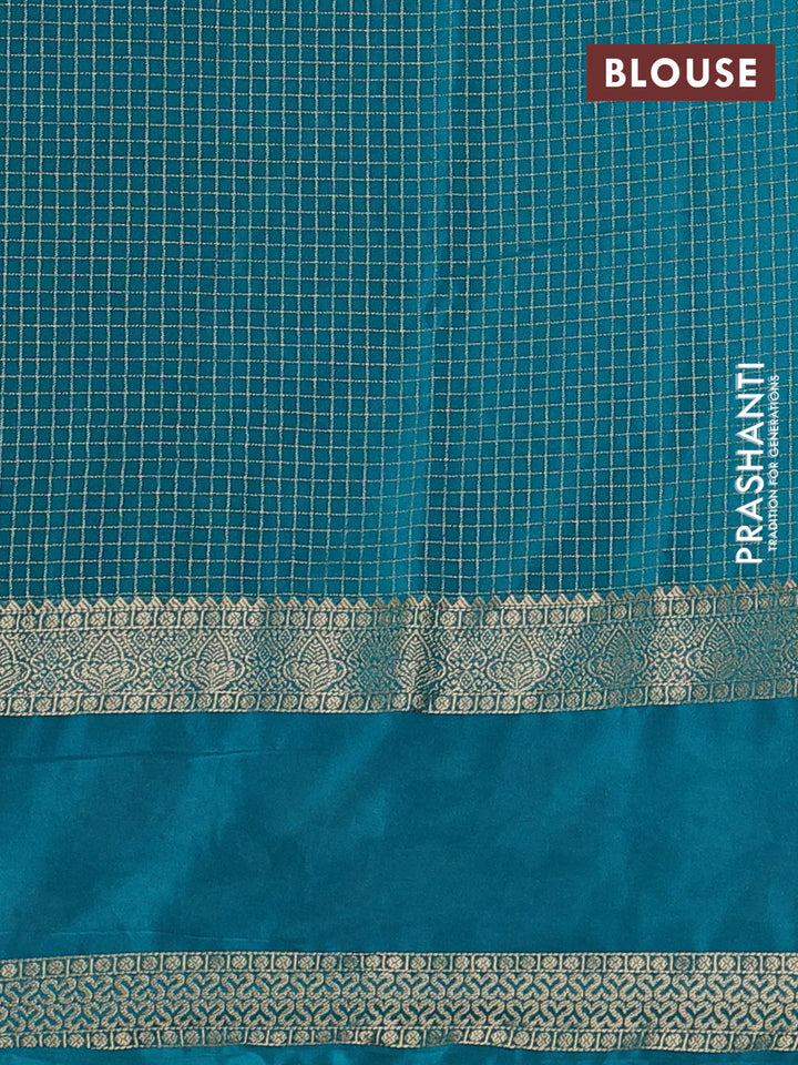 Pink & Teal Green Semi Mysore Silk - Embroidery